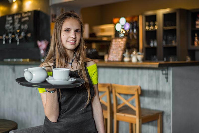 Teen Girl Working At Coffee Shop